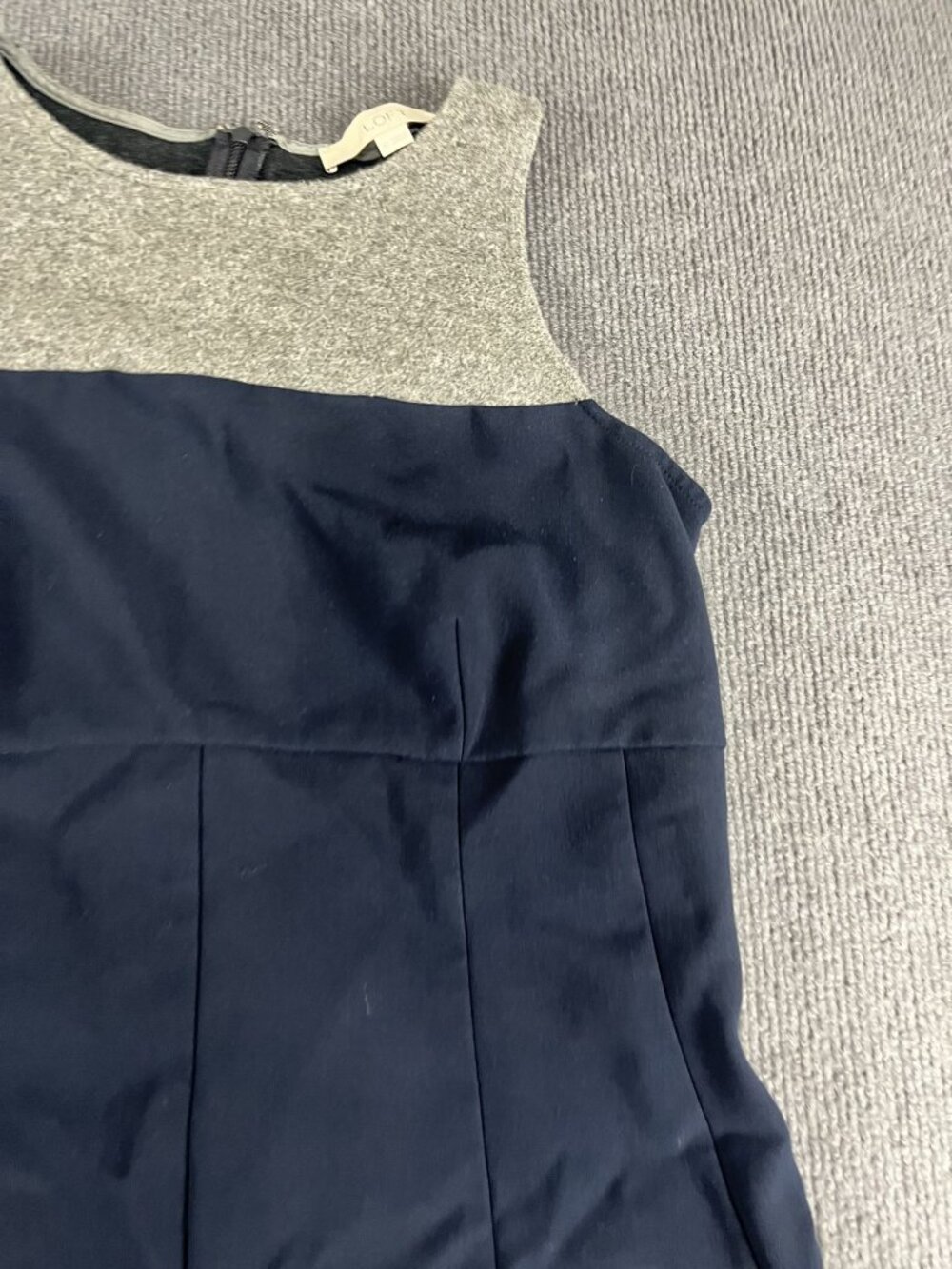 Ann Taylor LOFT Two-Tone Sleeveless A-Line Dress Navy & Gray Size 10 Back Zipper - Picture 5 of 11